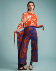 Calça Dobradiça Linho Estampado
