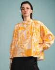 Cropped Franzido Linho Estampado