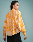 Cropped Franzido Linho Estampado