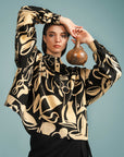 Cropped Franzido Linho Estampado