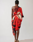 Vestido Assimétrico Seda Estampado