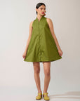 Vestido Trapézio Algodão Liso