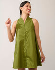 Vestido Trapézio Algodão Liso