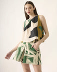 Shorts Triângulo Linho Estampado