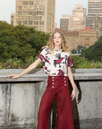 Cropped Mônica Linho Estampado