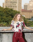 Cropped Mônica Linho Estampado