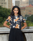 Cropped Mônica Linho Estampado
