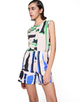 Shorts Evasê Linho Estampado