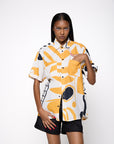Camisa Manga Curta Linho Estampado