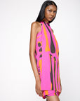 Vestido Chicote Seda Estampado