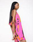Vestido Chicote Seda Estampado