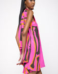Vestido Chicote Seda Estampado