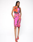 Vestido Chicote Seda Estampado