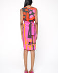 Vestido Chicote Seda Estampado