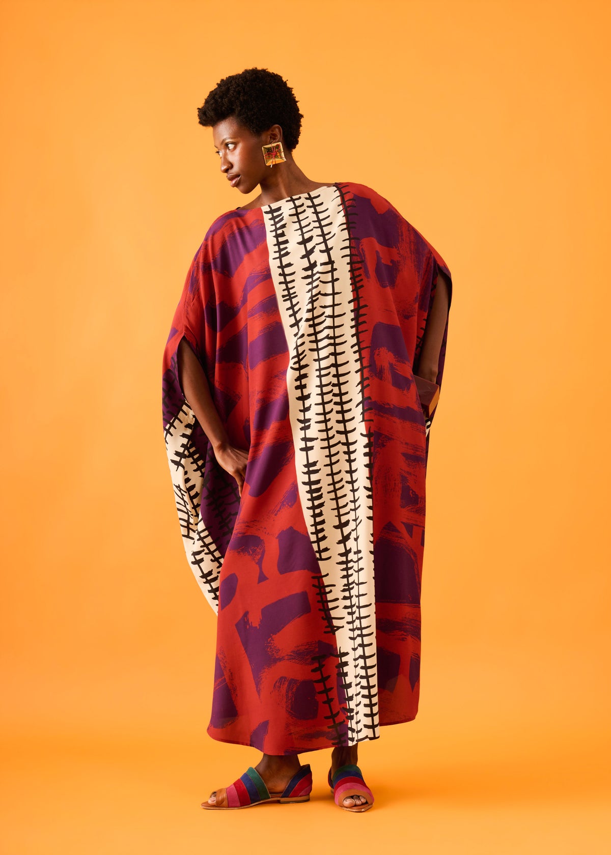 Caftan Bola Longo Viscose Estampado