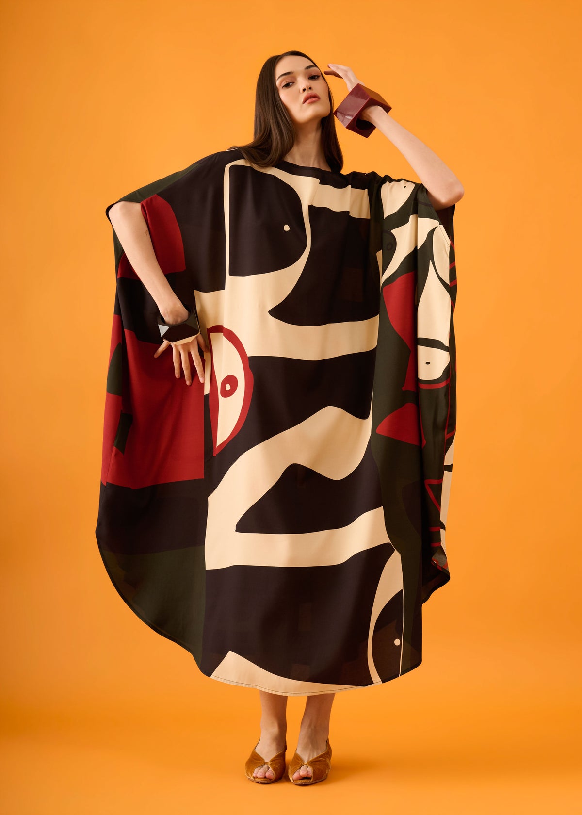 Caftan Bola Longo Viscose Estampado