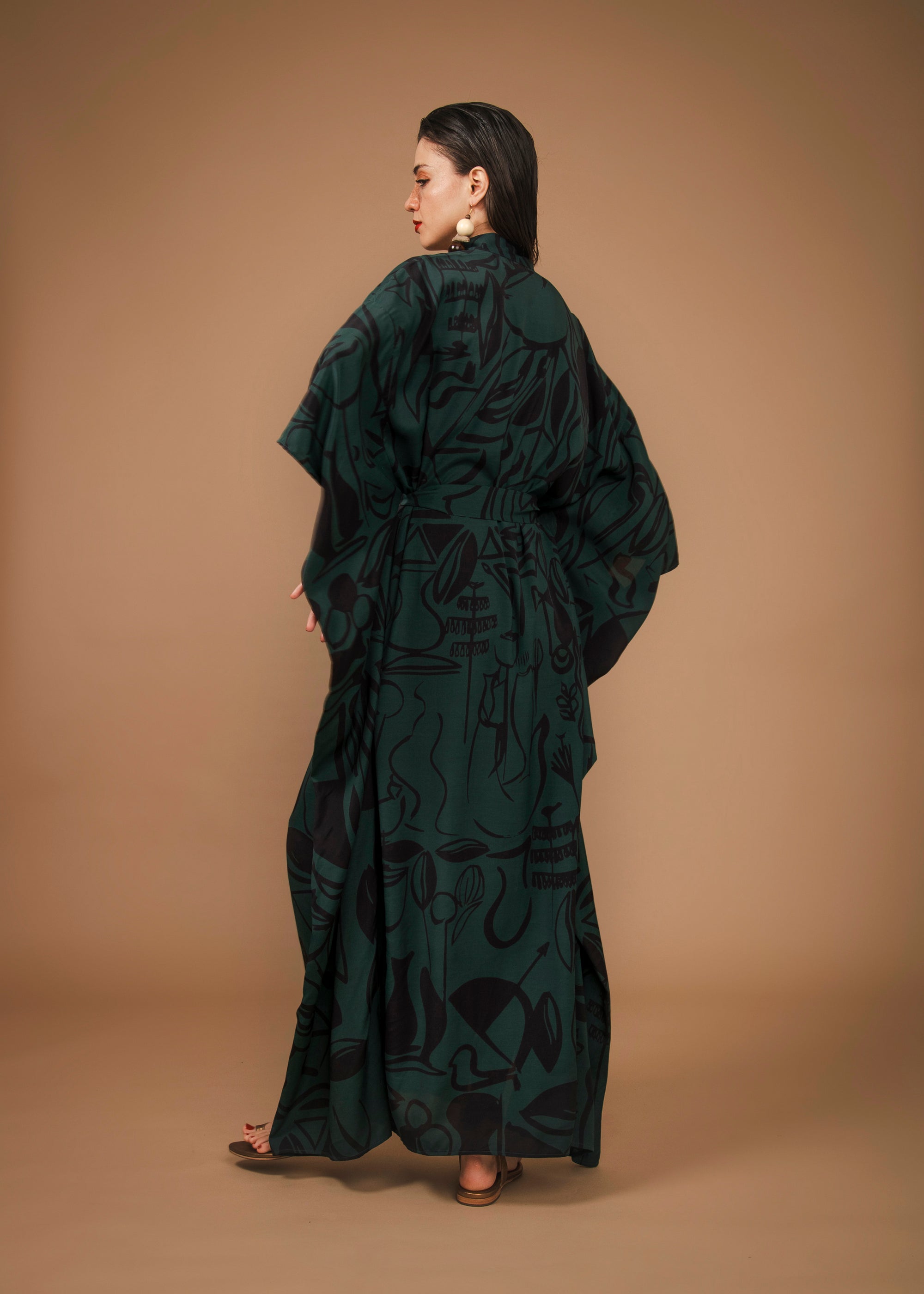 Vestido Kimono Viscose Estampado