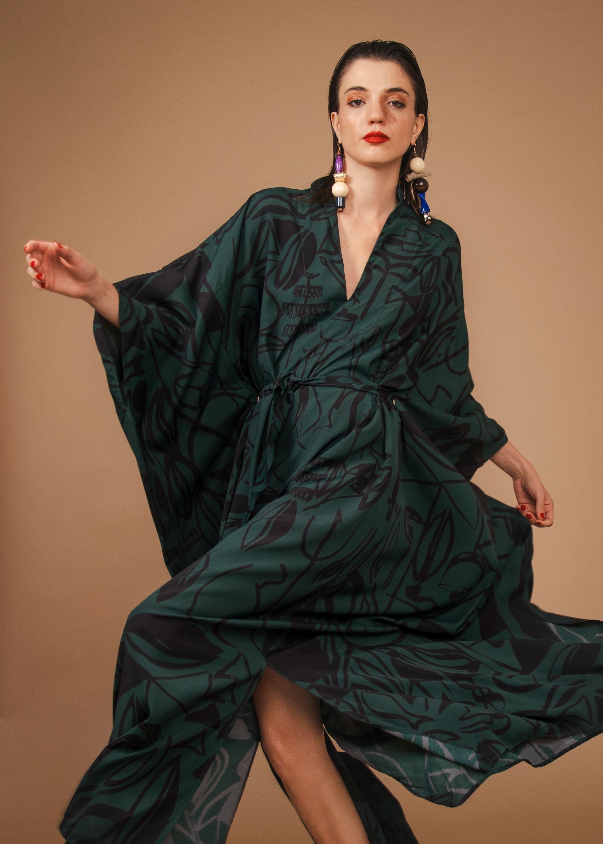 Vestido Kimono Viscose Estampado