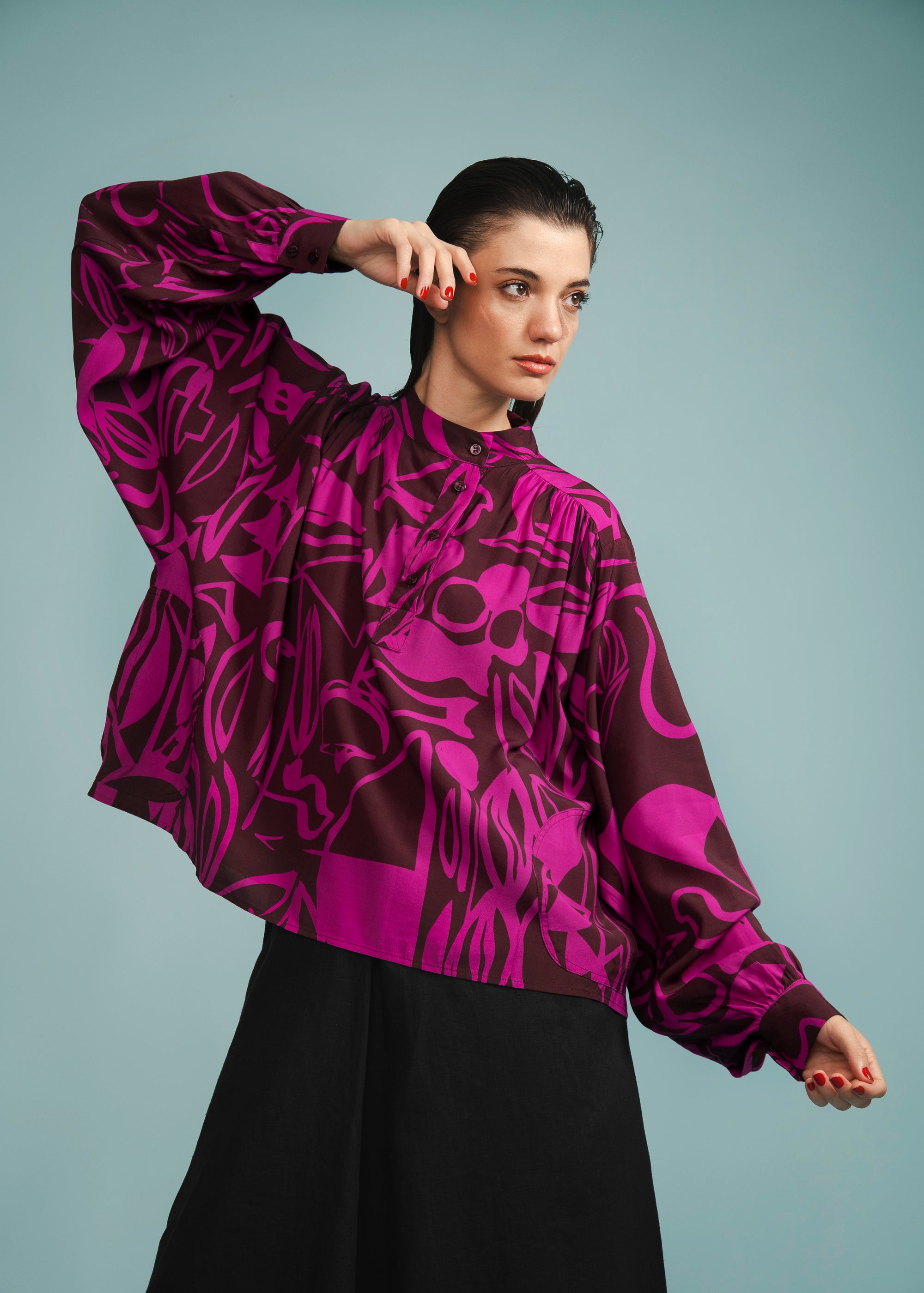 Cropped Franzido Viscose Estampado