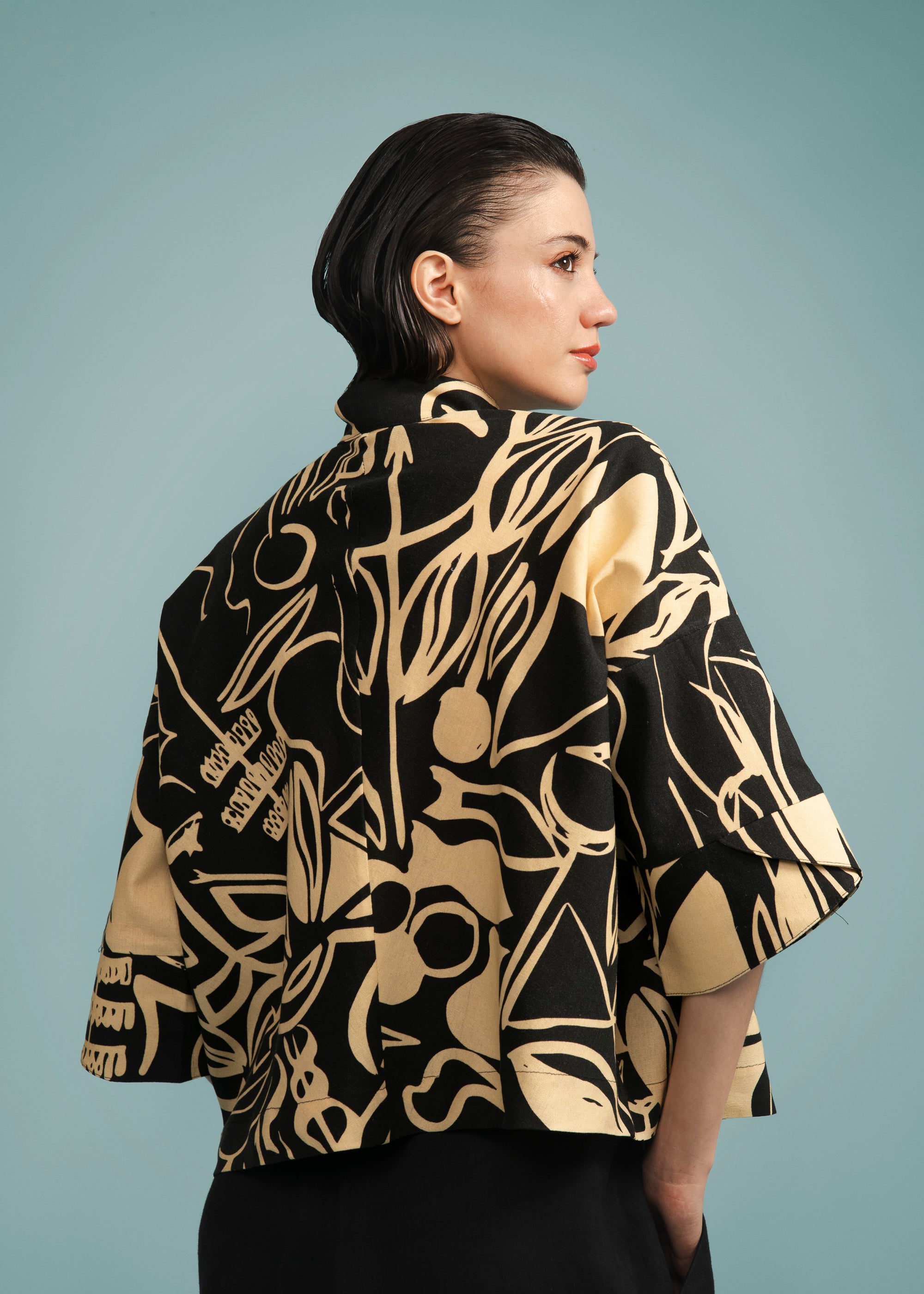 Cropped India Linho Estampado