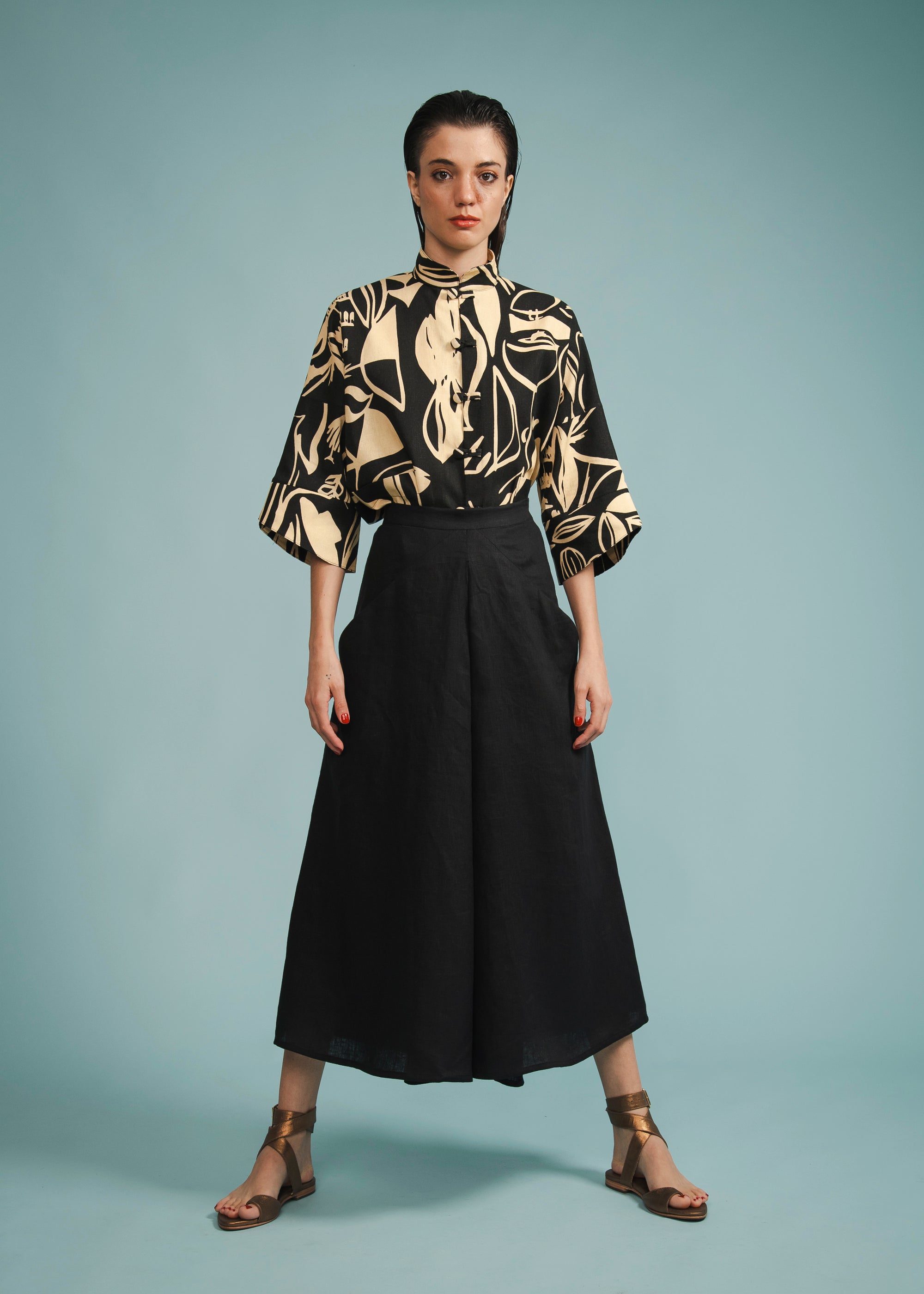 Cropped India Linho Estampado