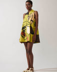 Vestido Trapézio Linho Estampado