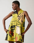 Vestido Trapézio Linho Estampado