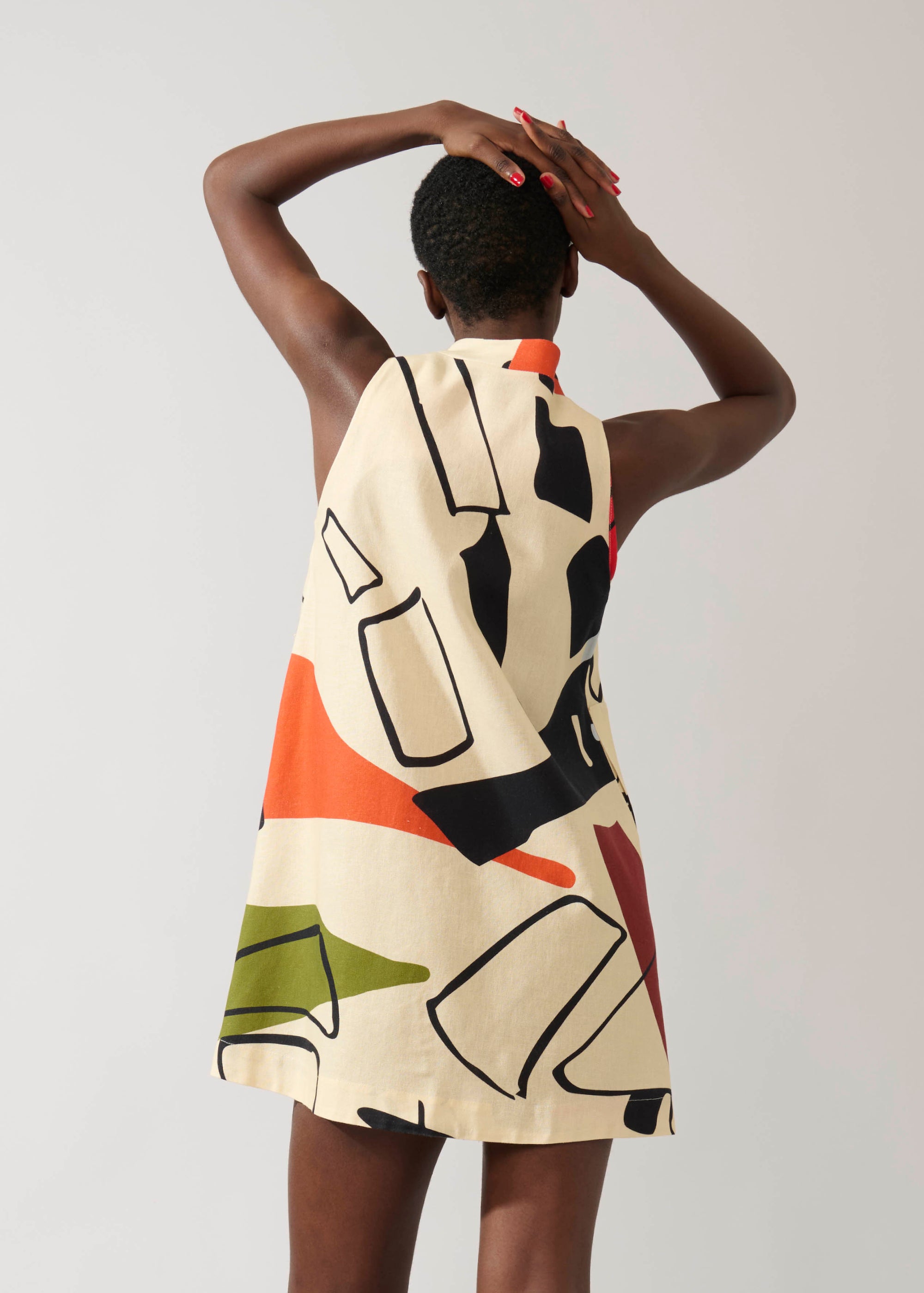 Vestido Trapézio Linho Estampado