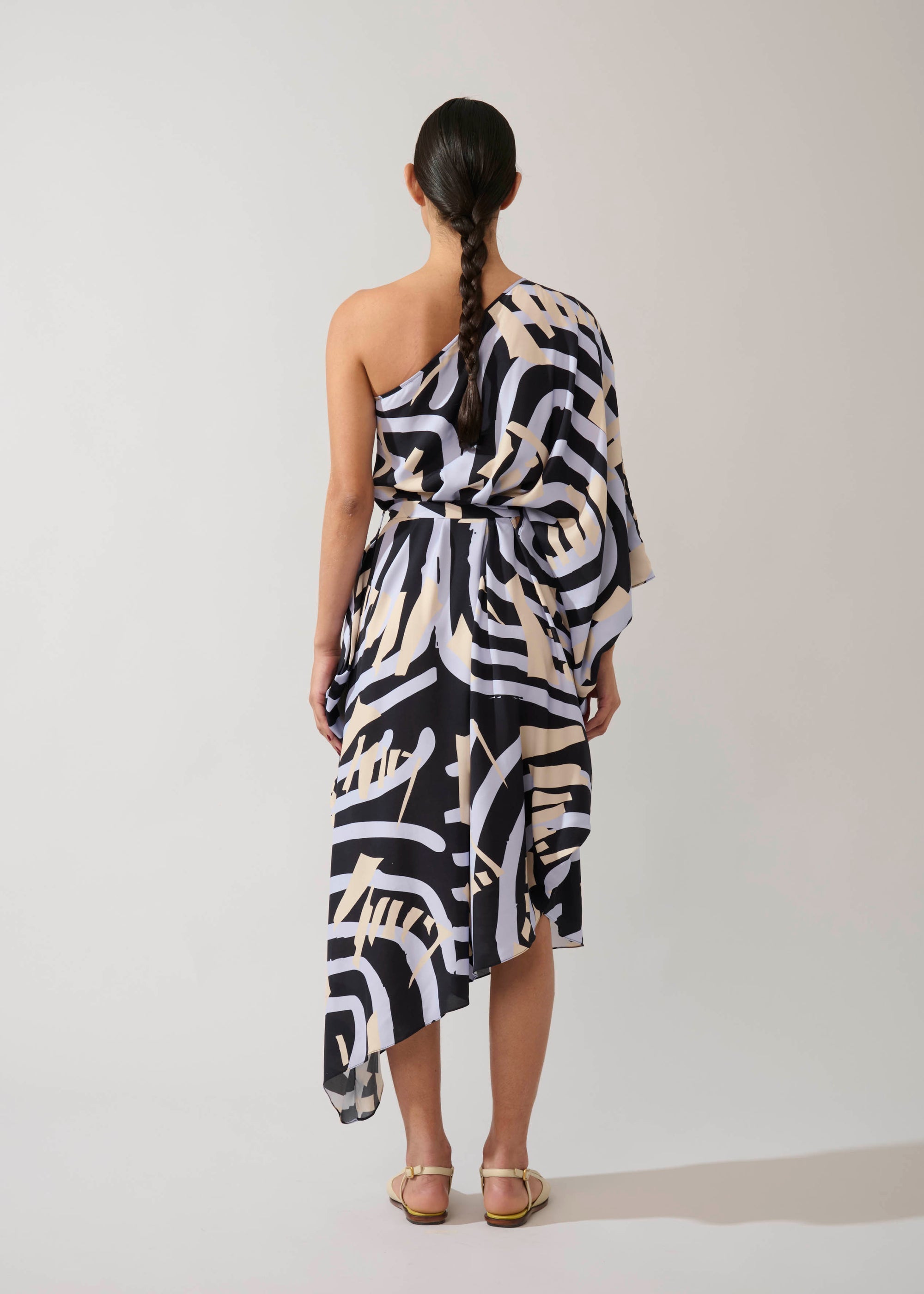 Vestido Assimétrico Viscose Estampado