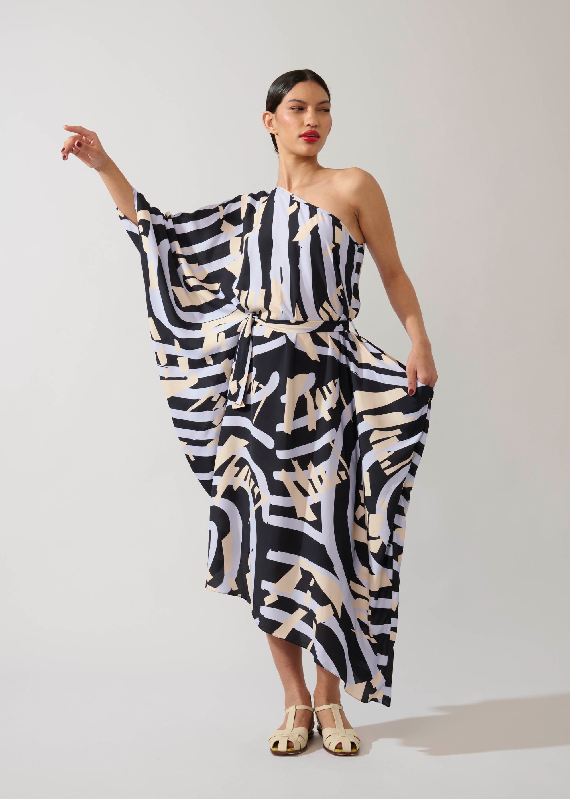 Vestido Assimétrico Viscose Estampado