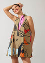Vestido Trapézio Linho Estampado