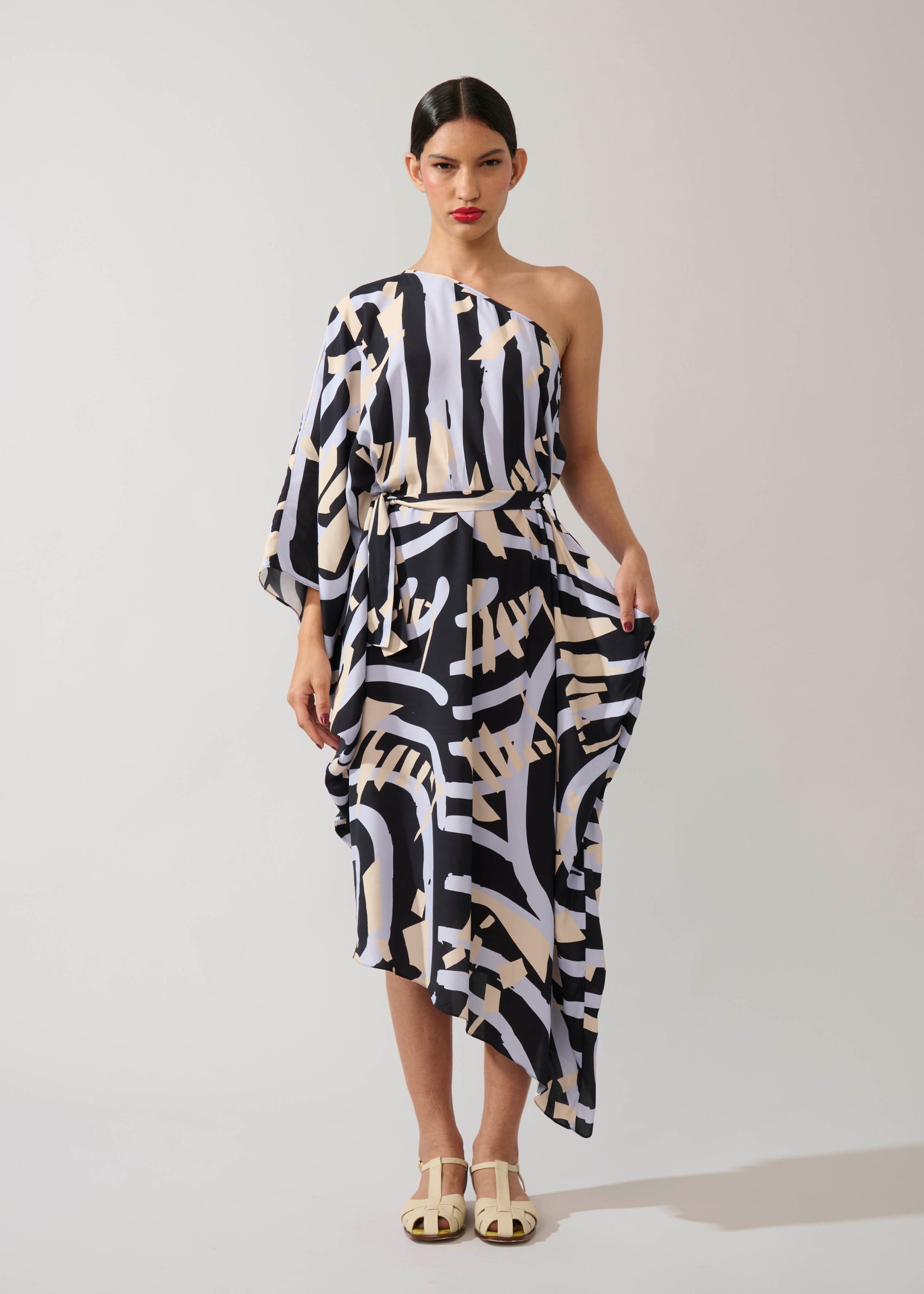 Vestido Assimétrico Viscose Estampado