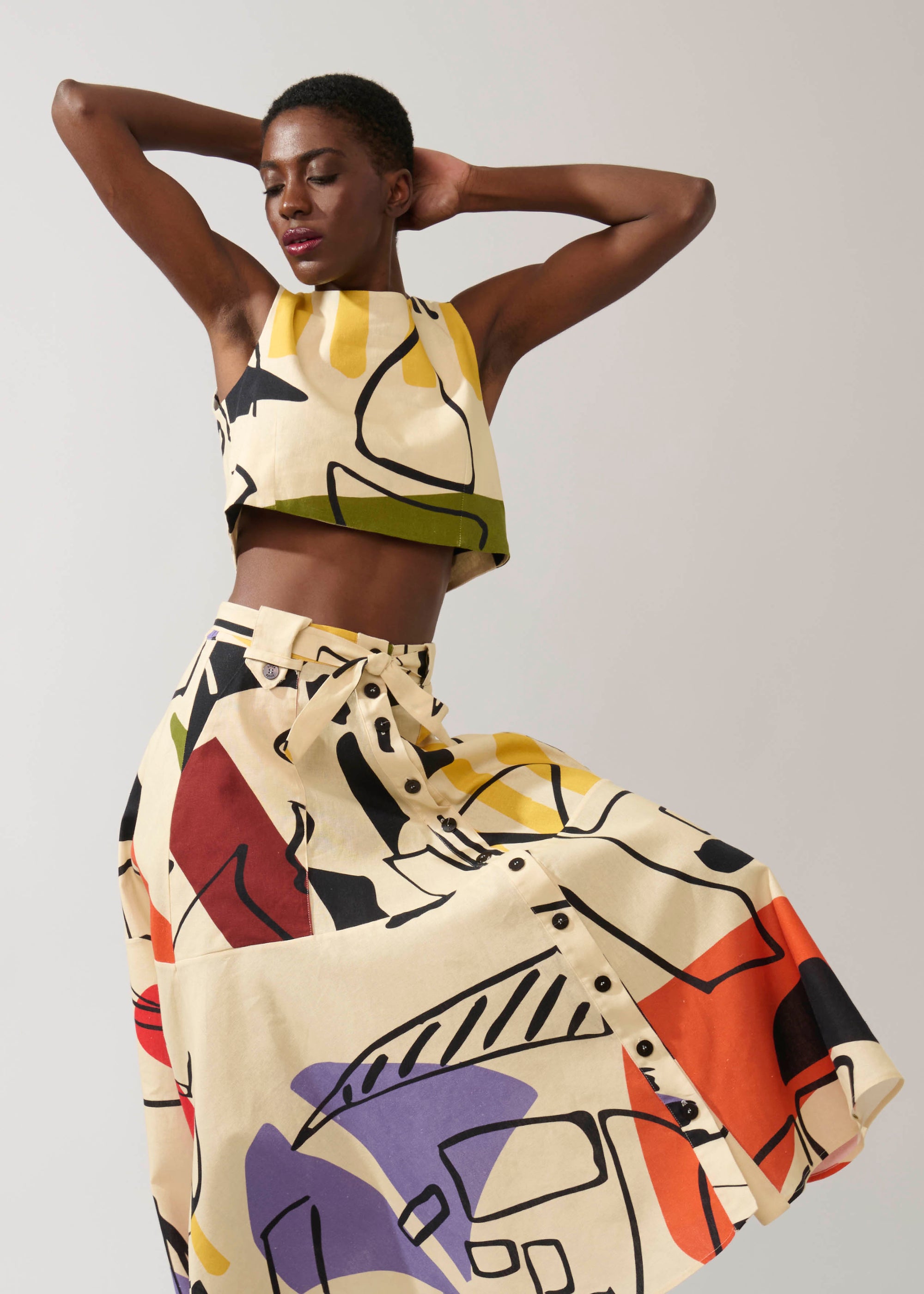 Saia Guerreiro Linho Estampado