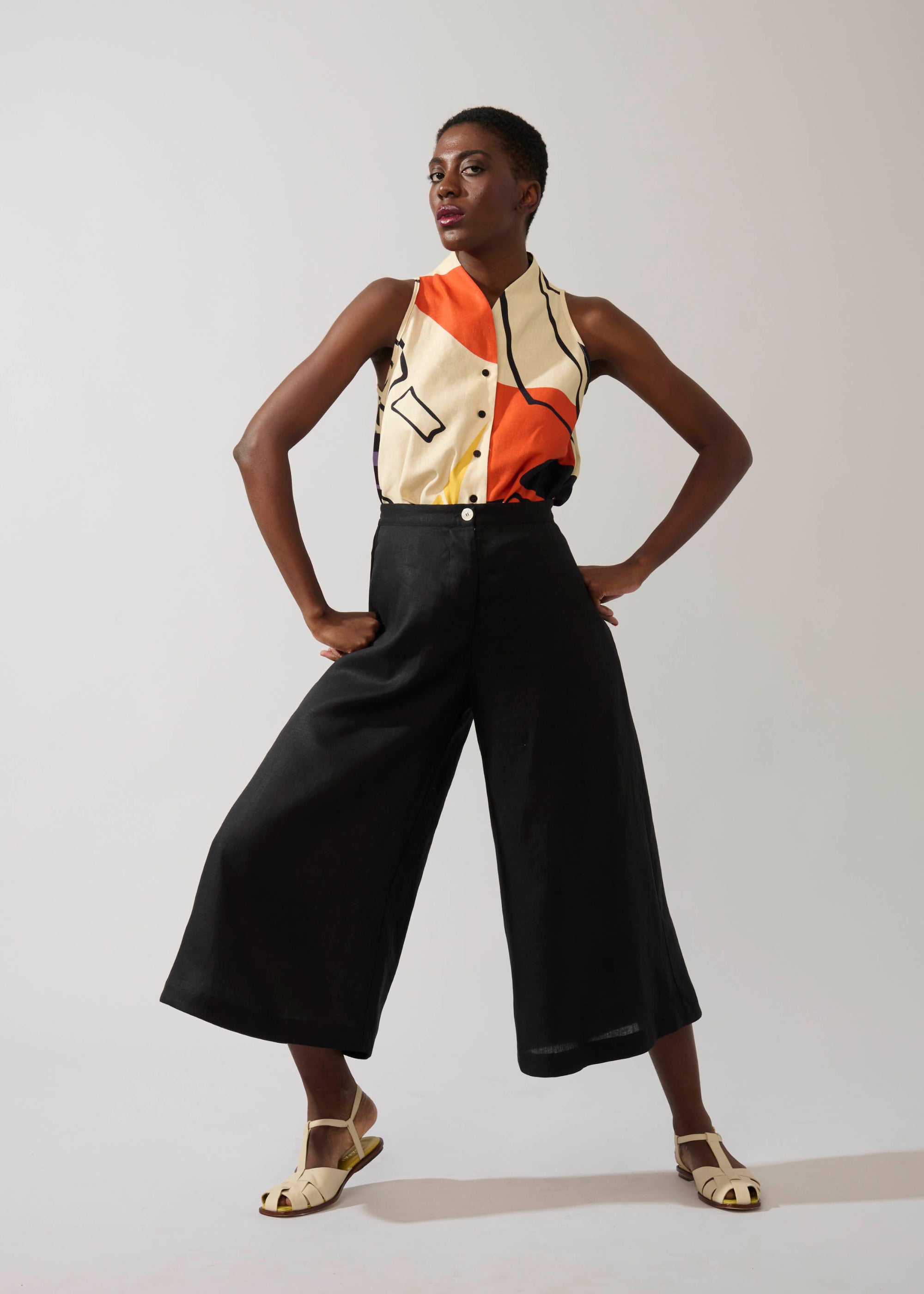 Pantalona Elástico Linho Liso