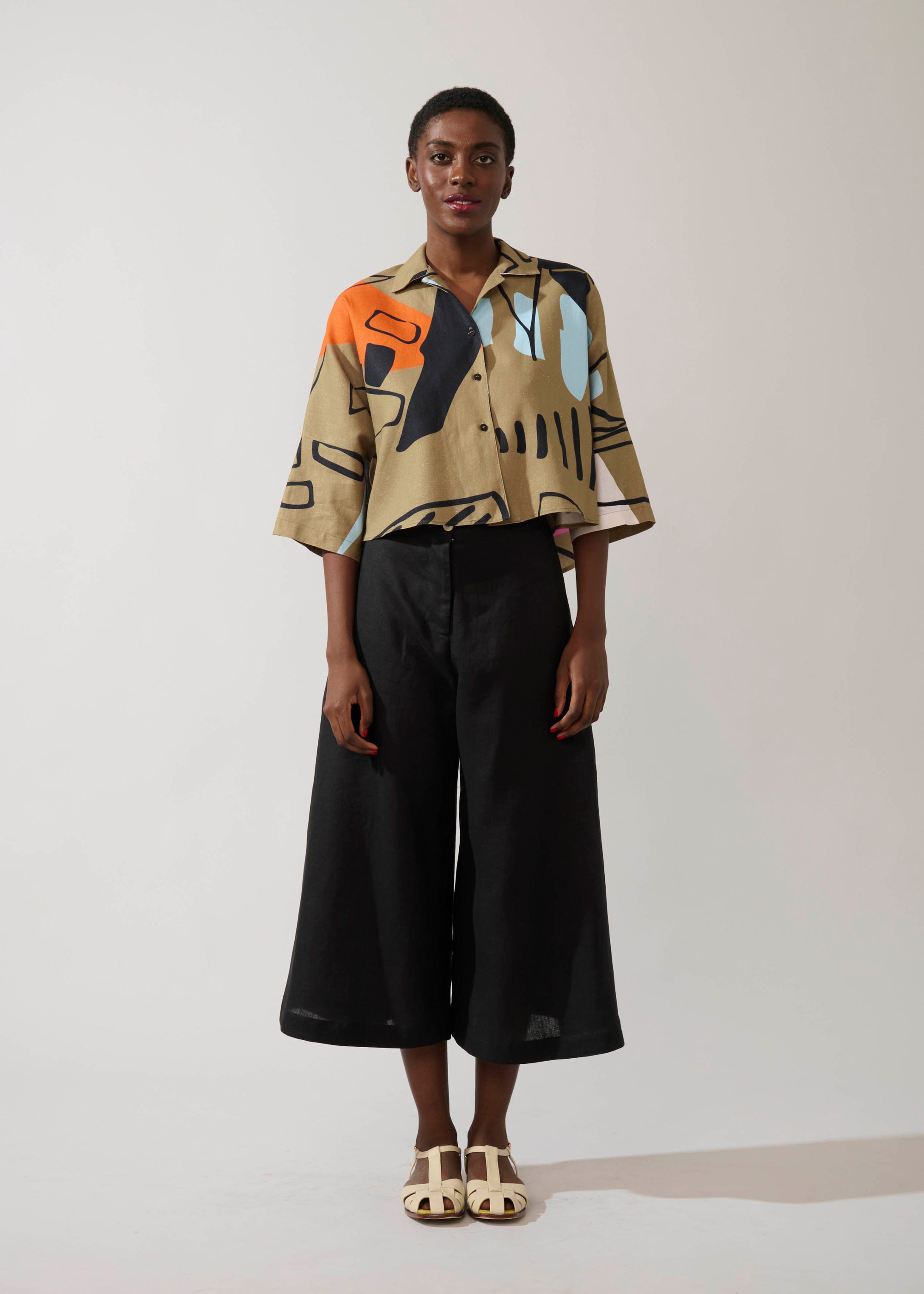 Max Cropped Linho Estampado