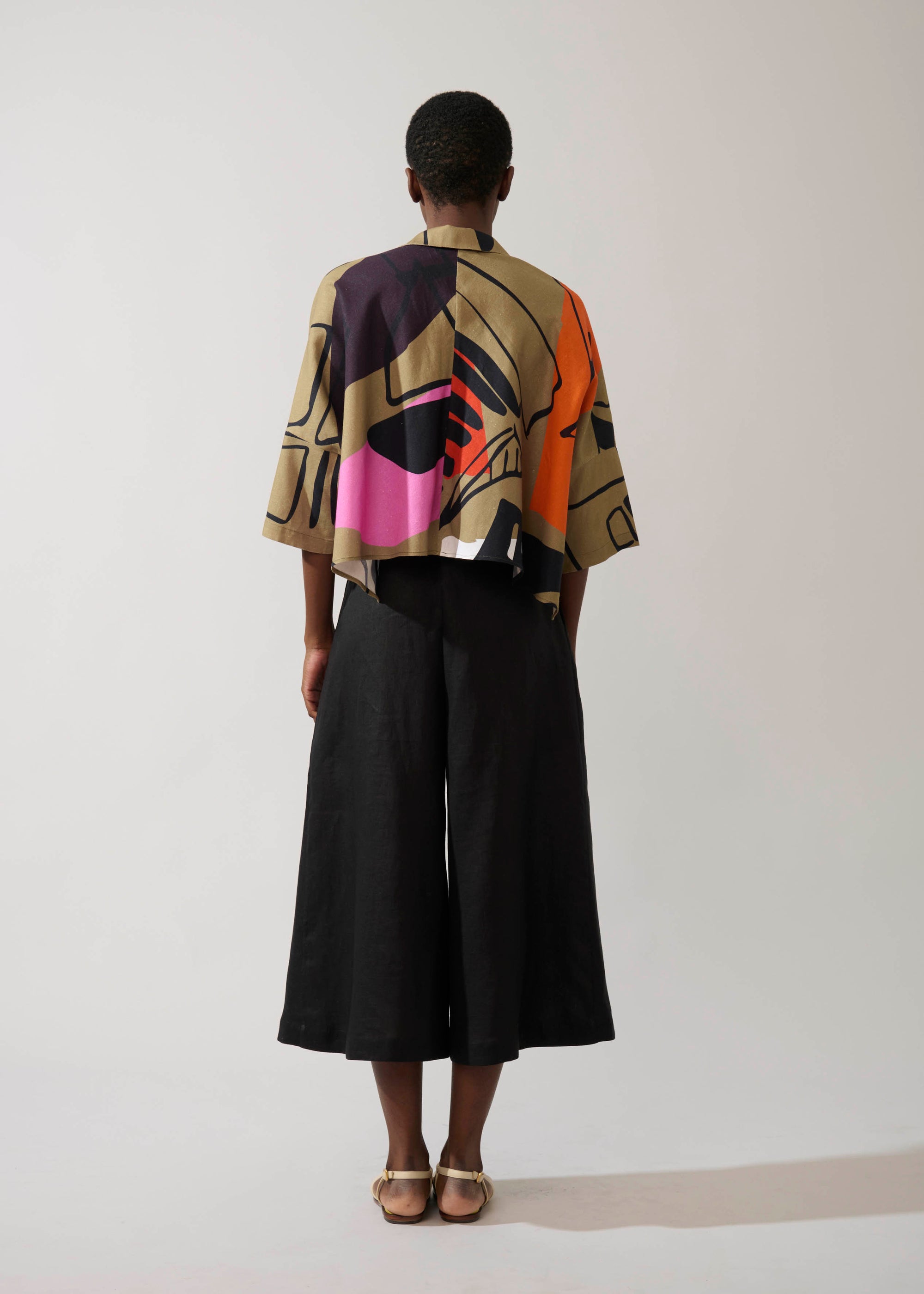 Max Cropped Linho Estampado