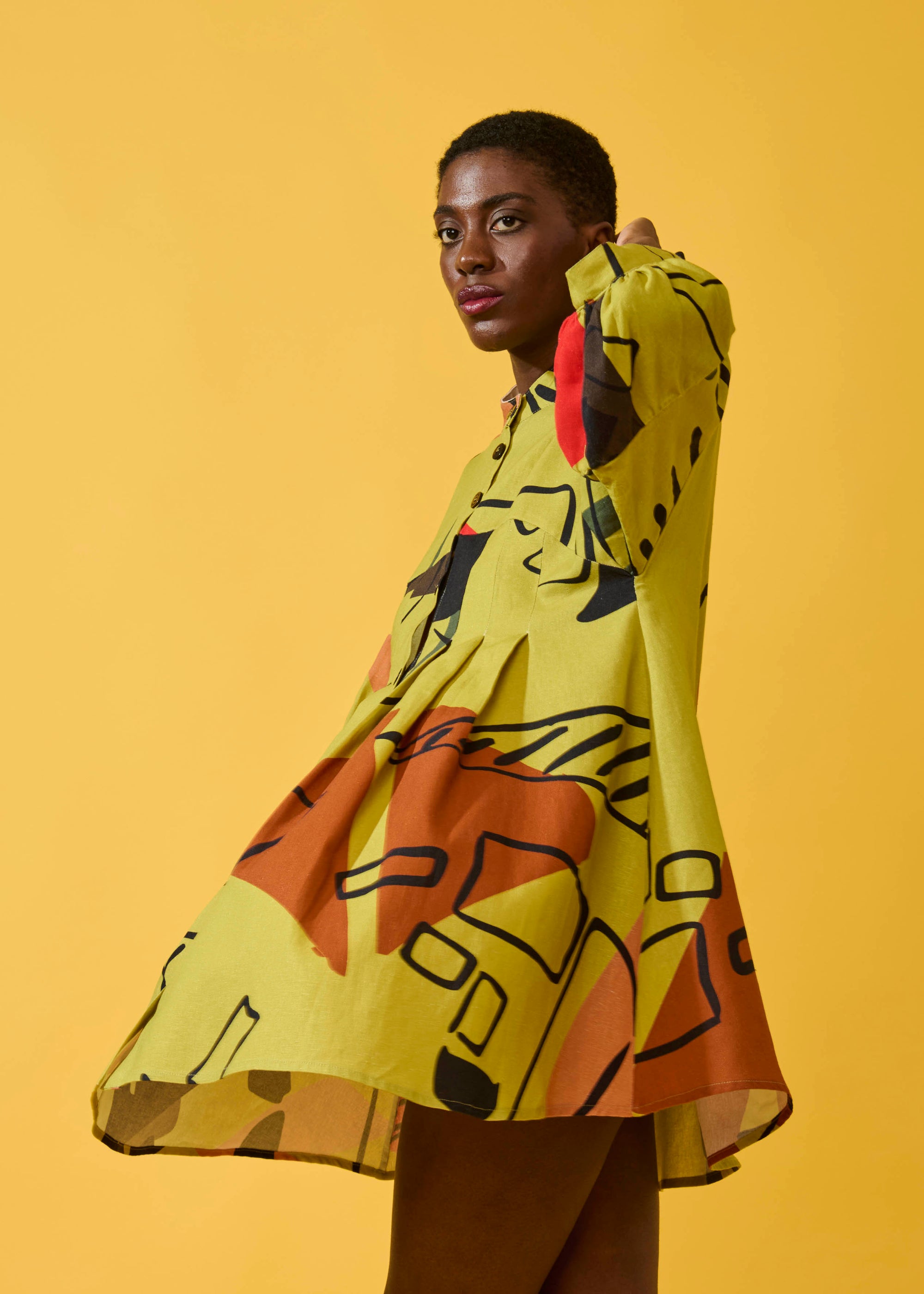 Chemise Chinesa Linho Estampado