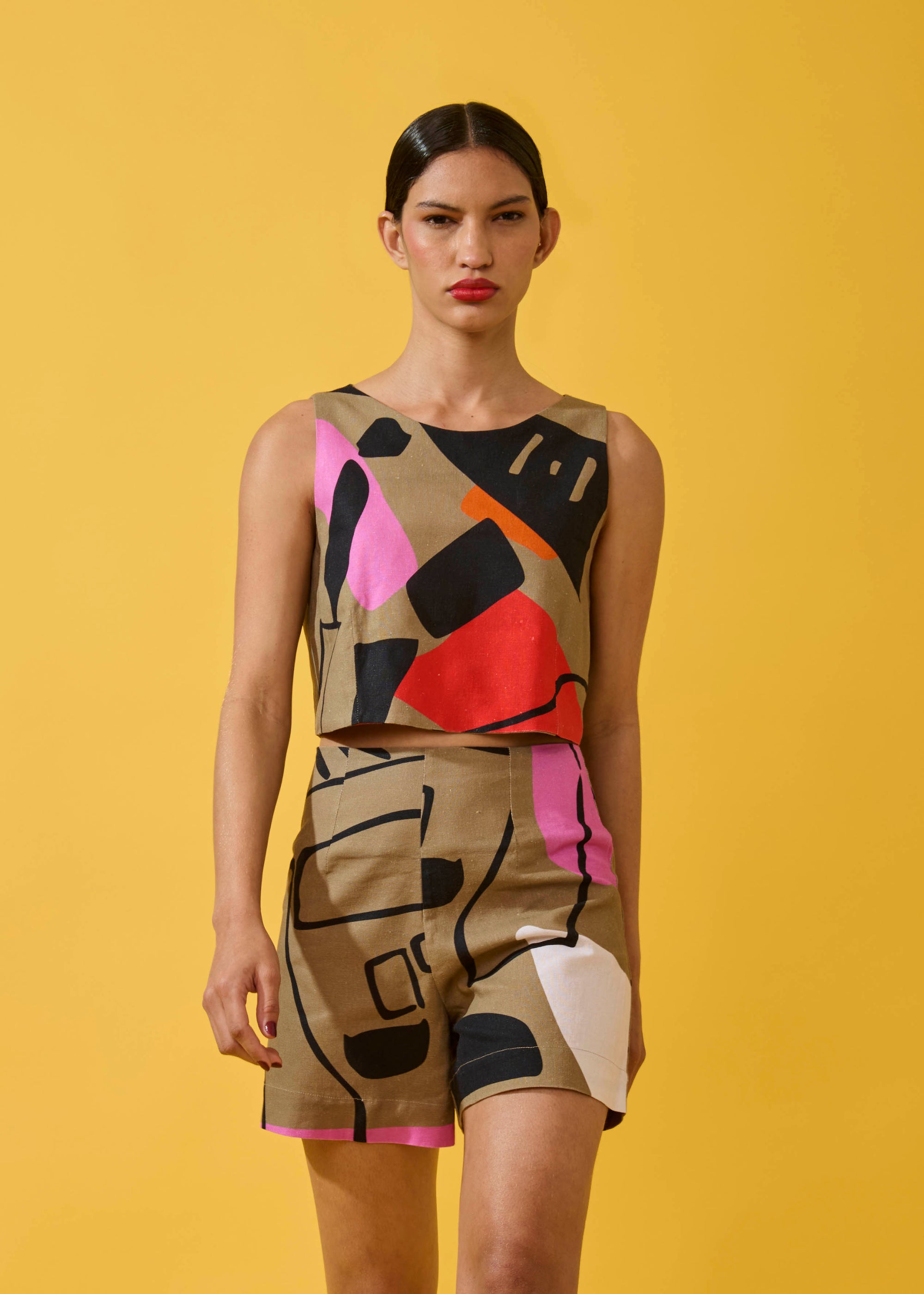 Cropped Alladin Linho Estampado