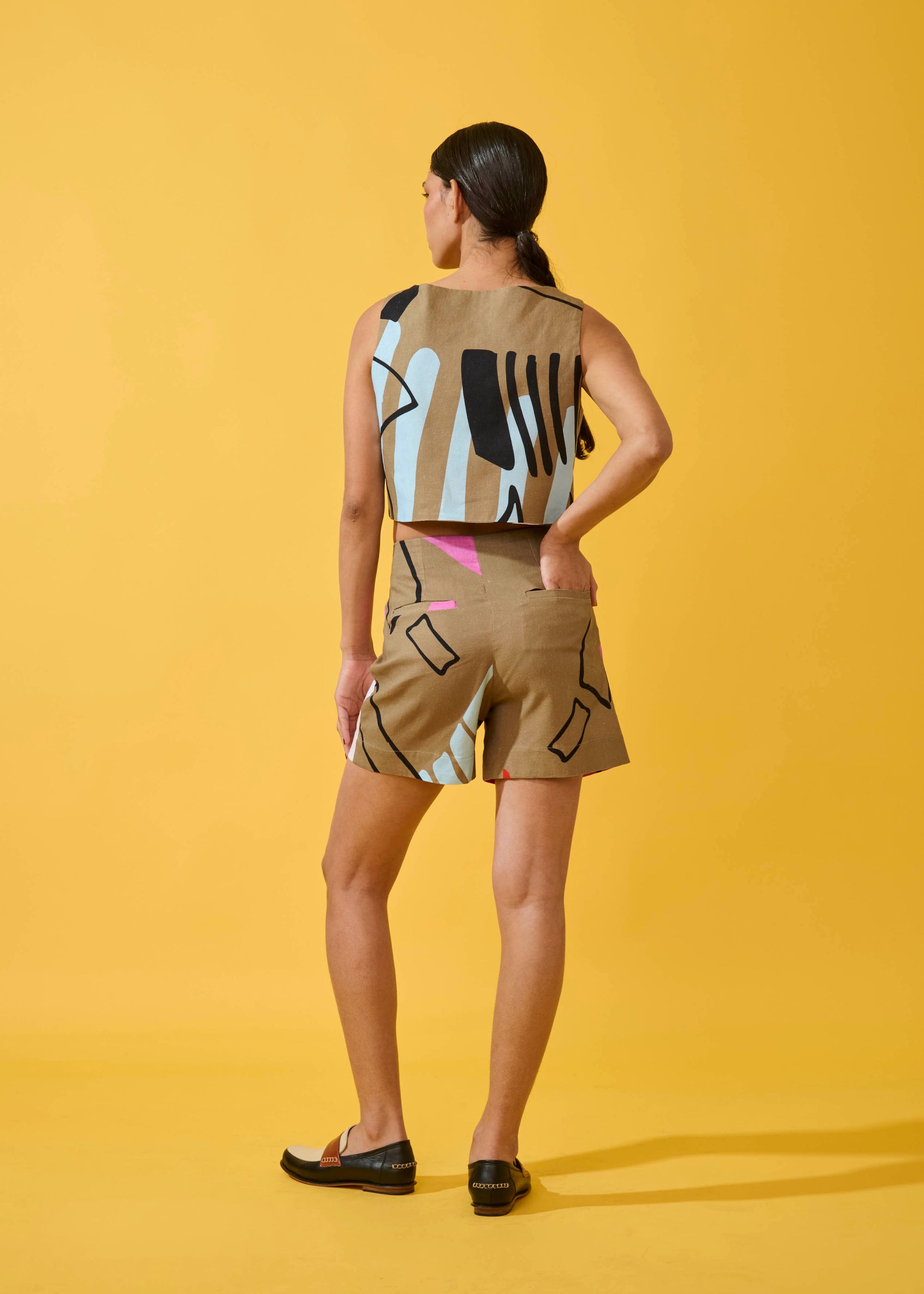 Cropped Alladin Linho Estampado