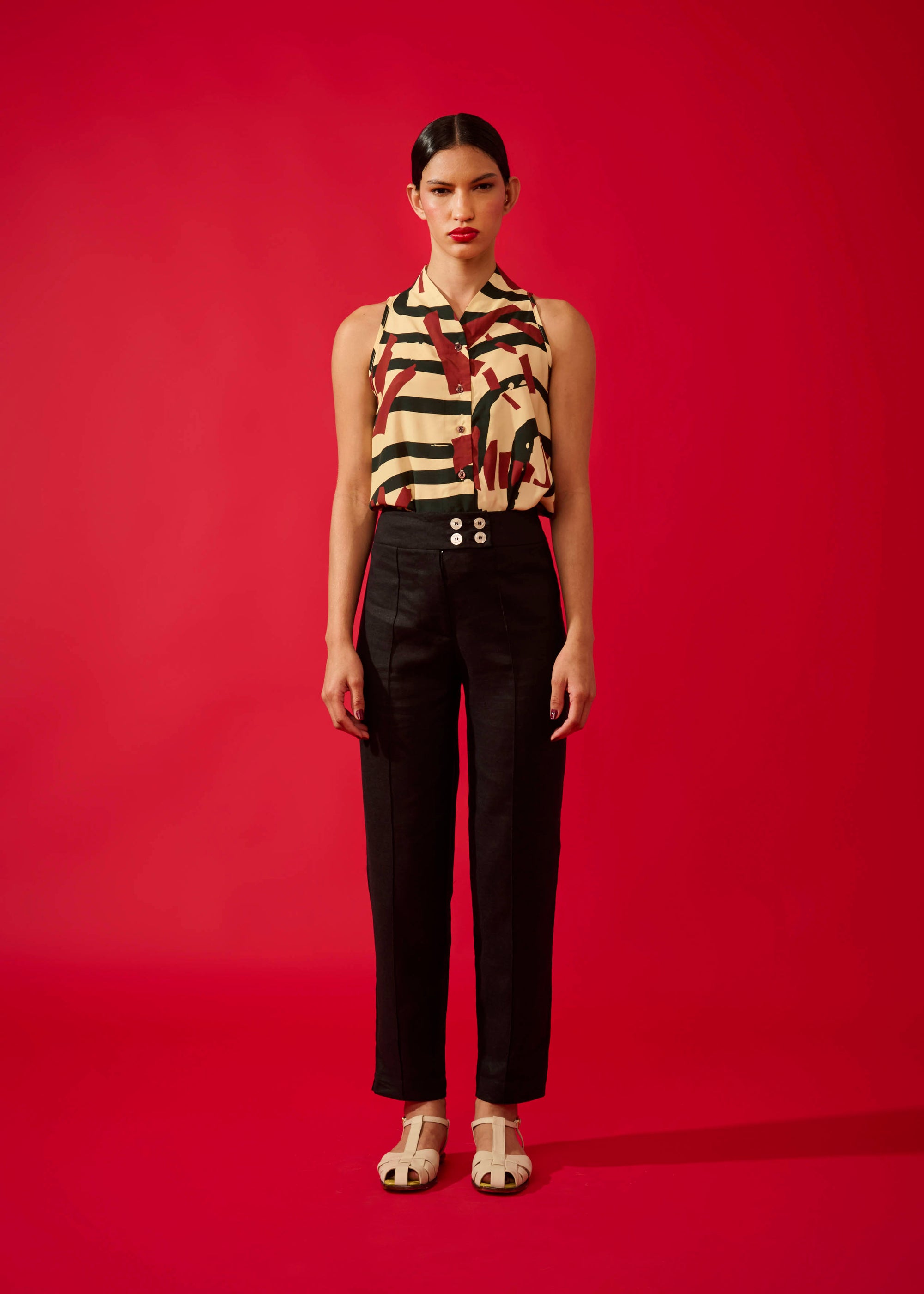 Calça Reta Linho Liso