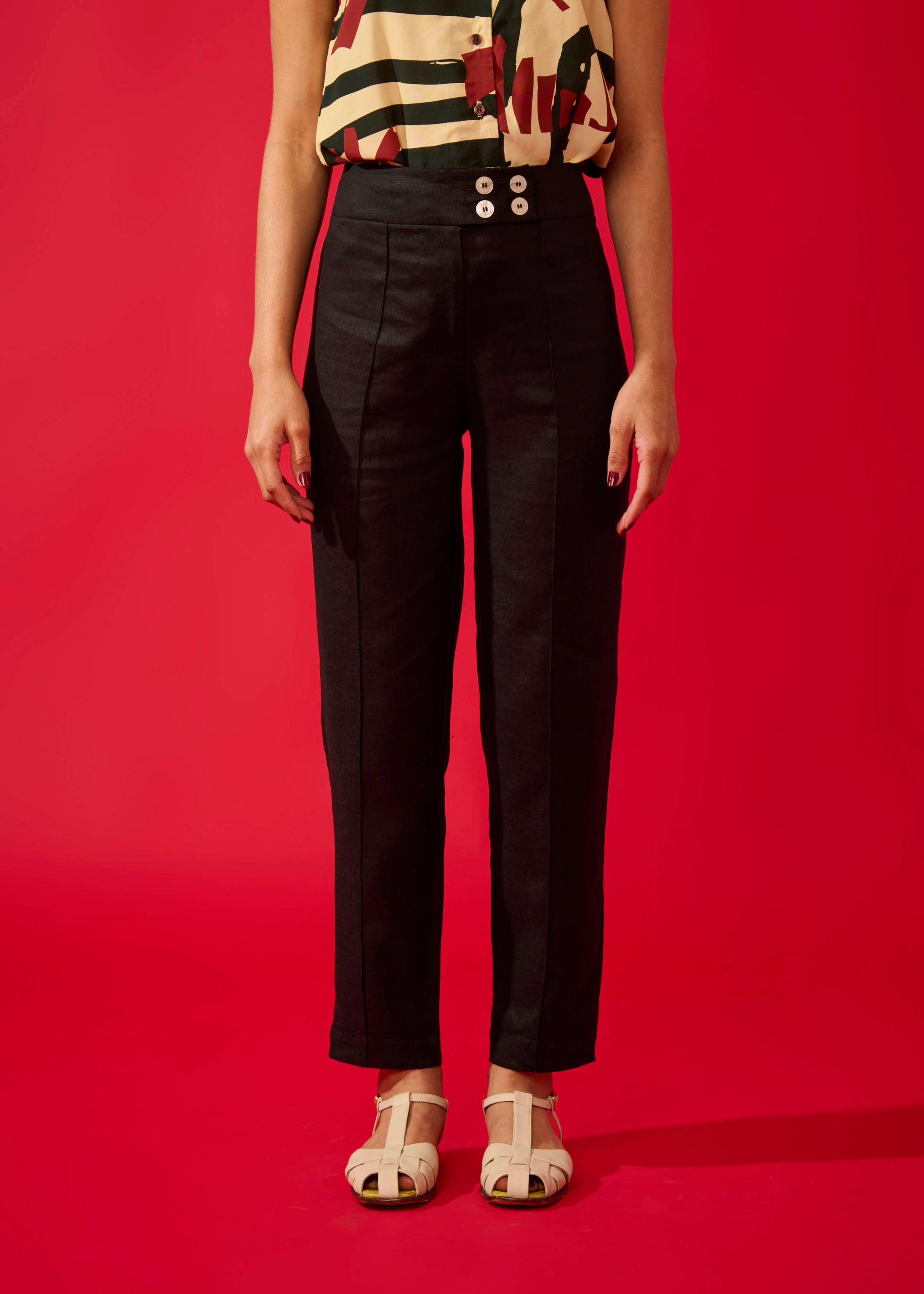 Calça Reta Linho Liso