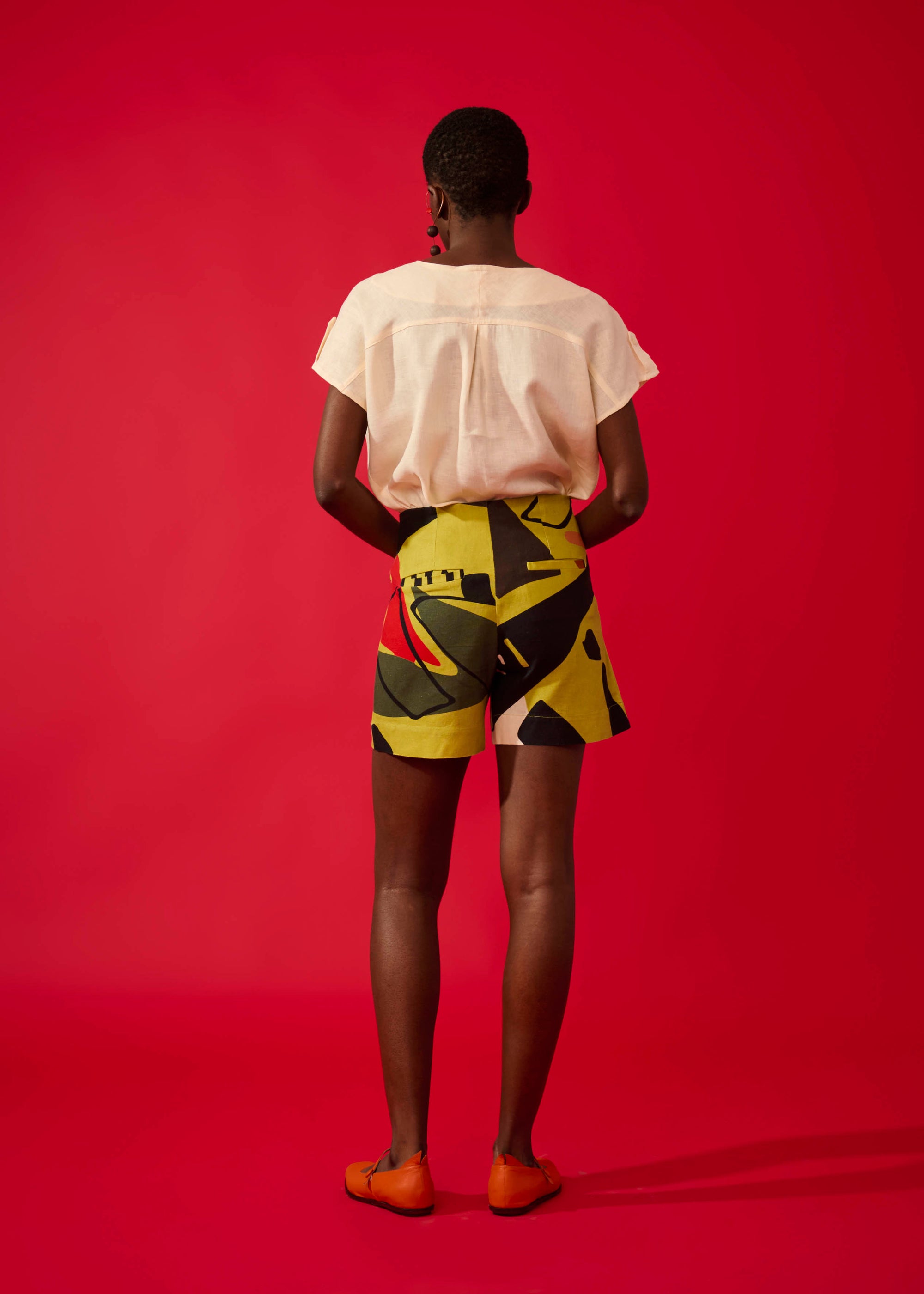 Shorts Evasê Linho Estampado