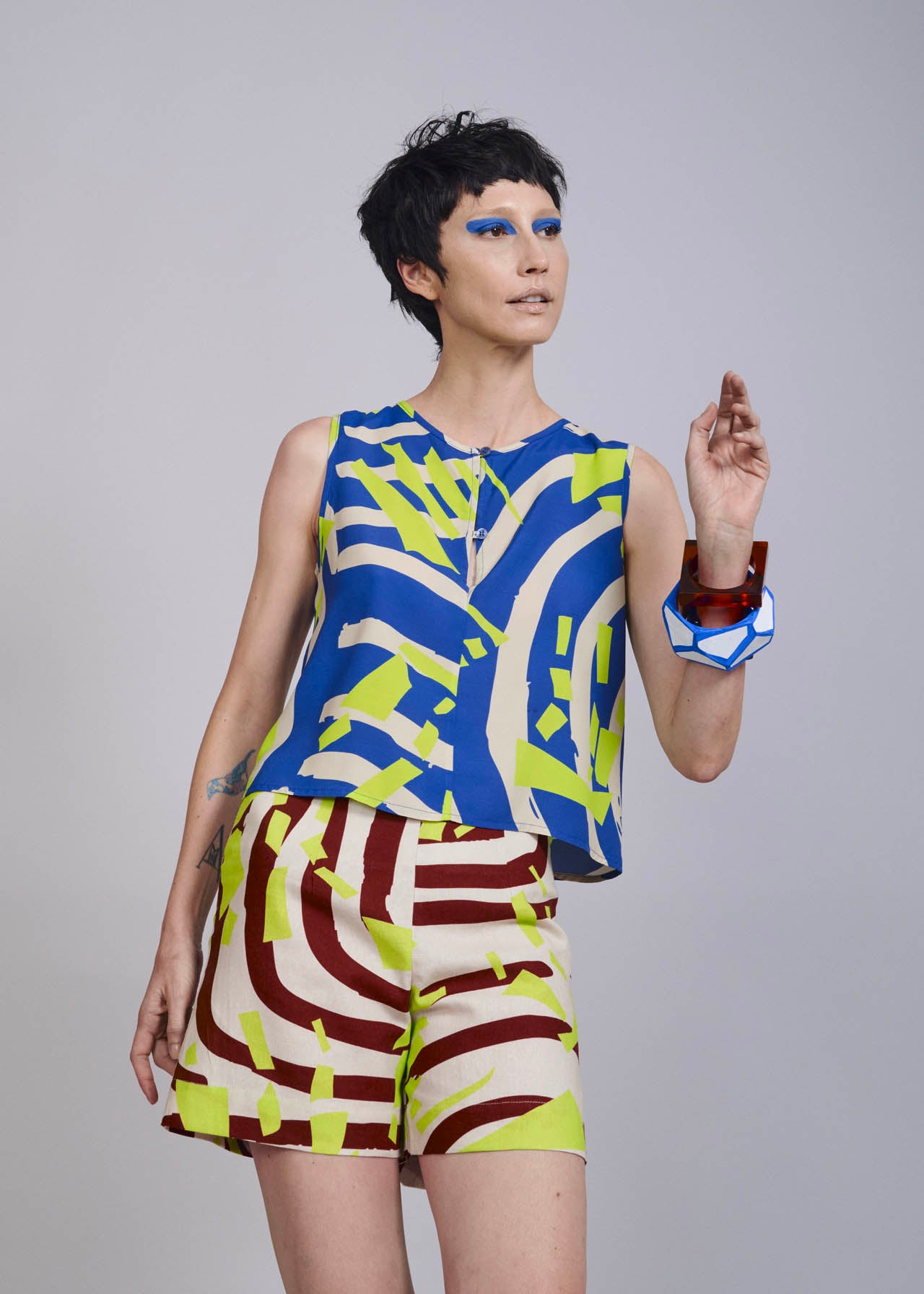 Shorts Evasê Linho Estampado