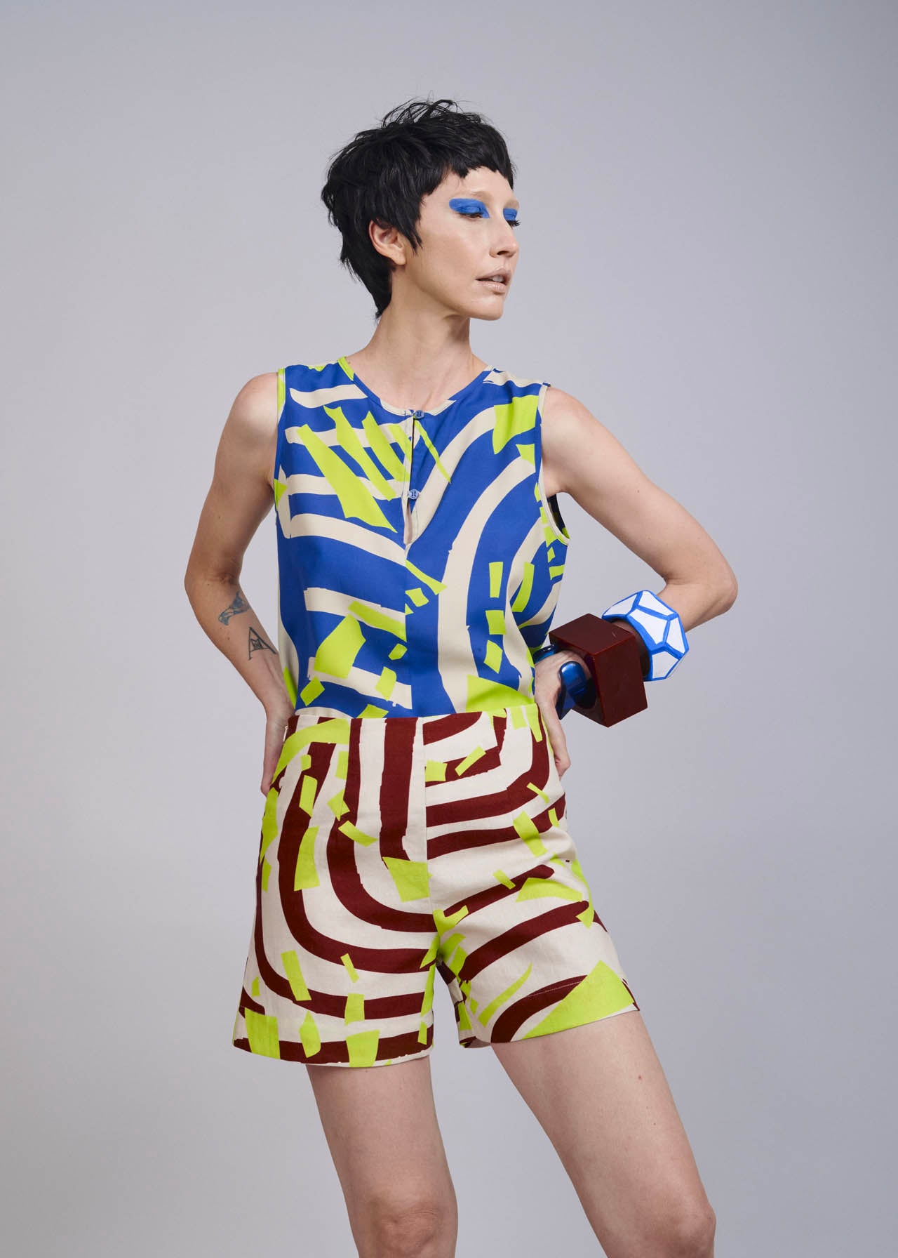 Shorts Evasê Linho Estampado