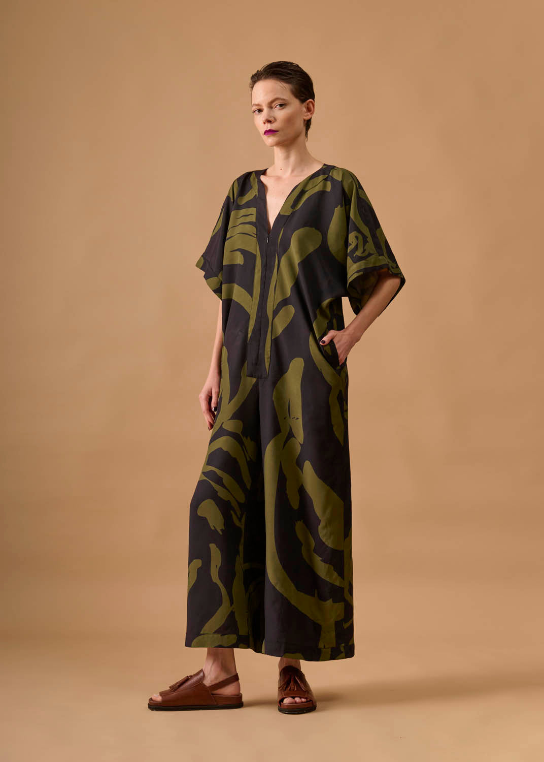 Macacão Moldura Viscose Estampado