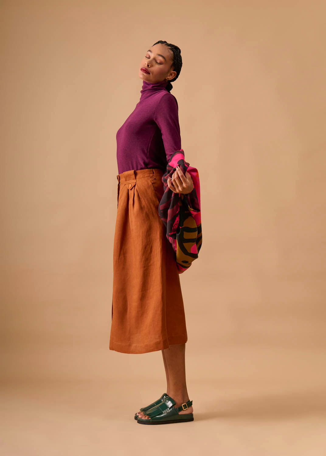 Casaco Quadrado Viscose/Linho Estampado