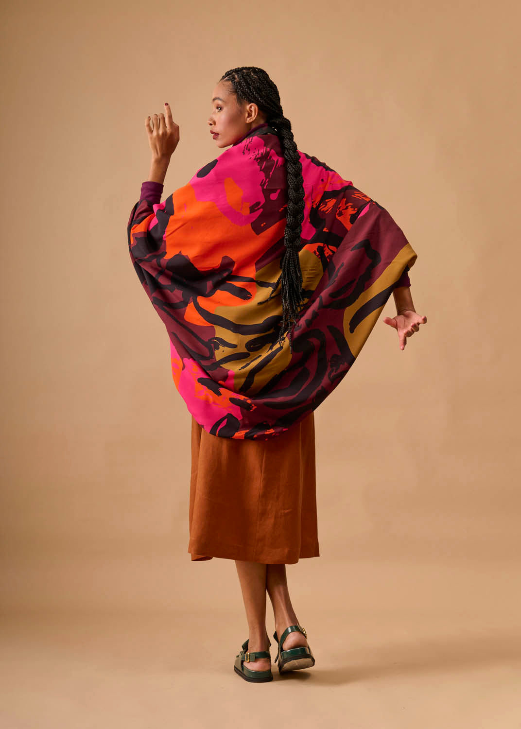 Casaco Quadrado Viscose/Linho Estampado