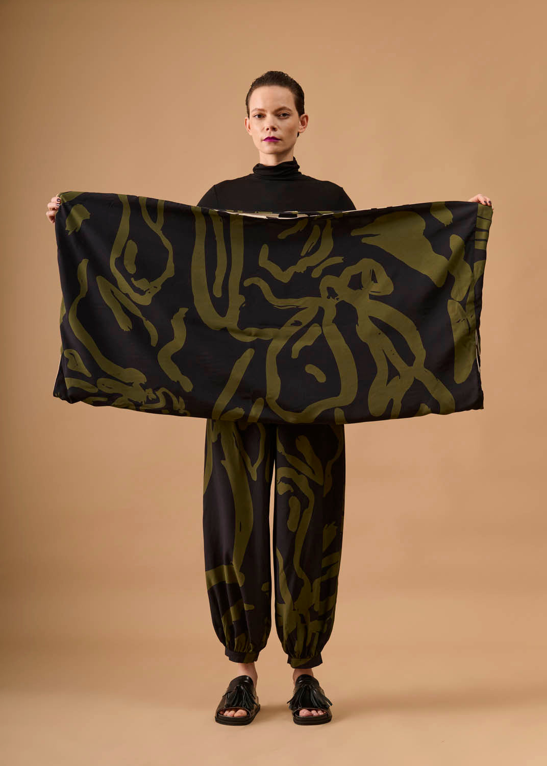 Casaco Quadrado Viscose/Linho Estampado