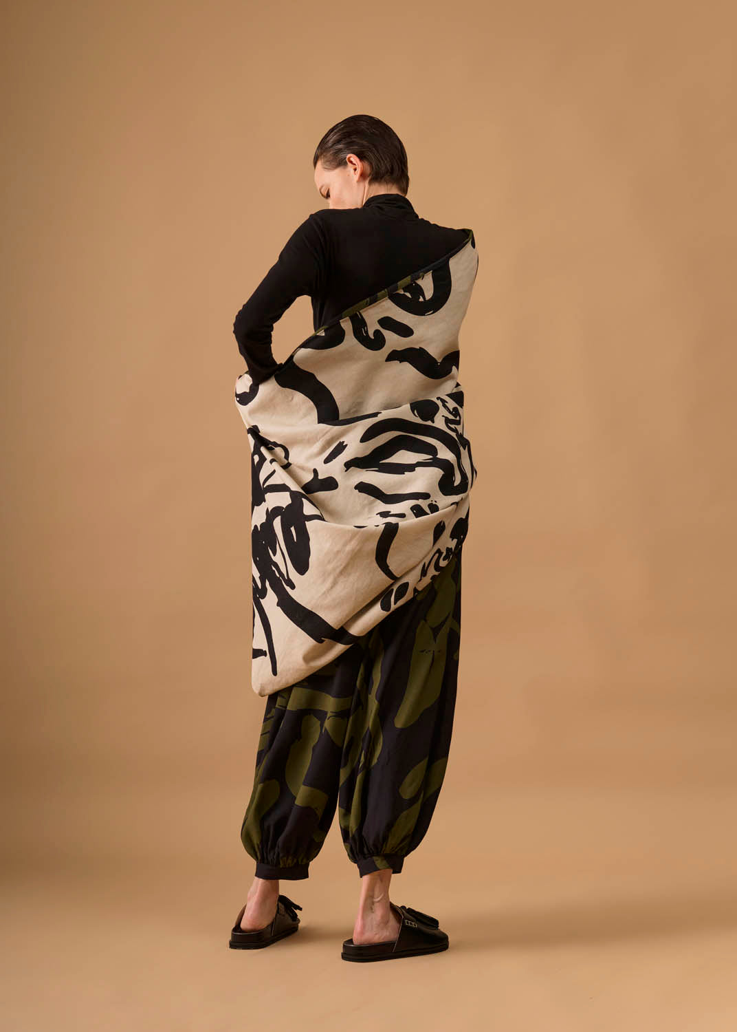 Casaco Quadrado Viscose/Linho Estampado