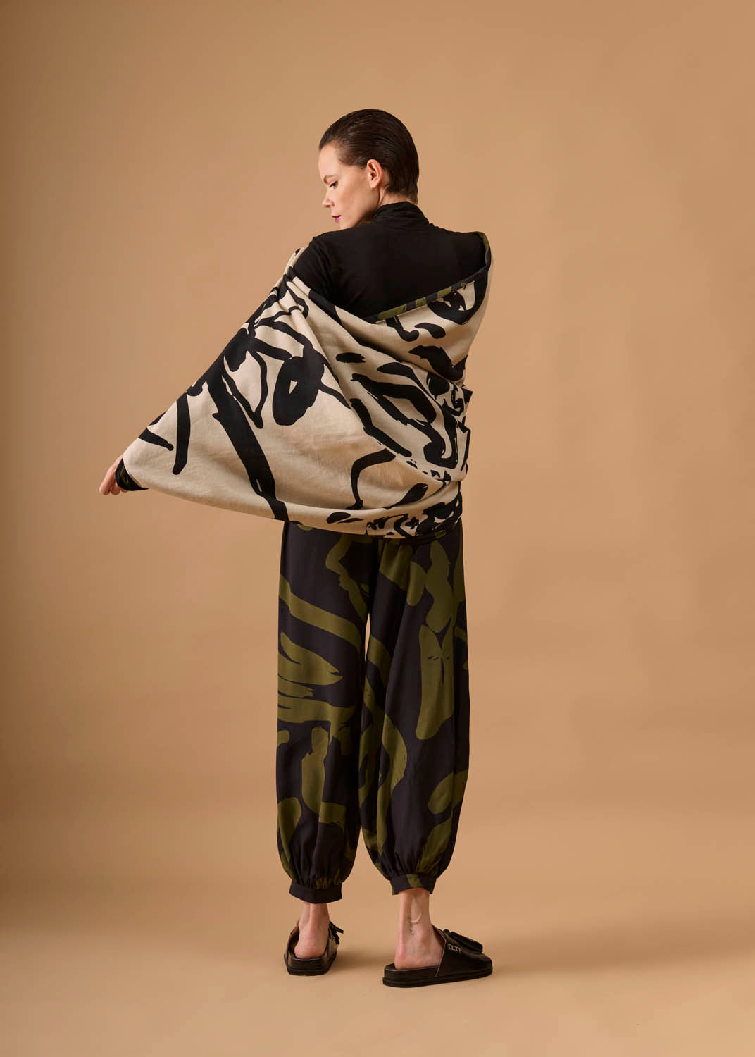 Casaco Quadrado Viscose/Linho Estampado